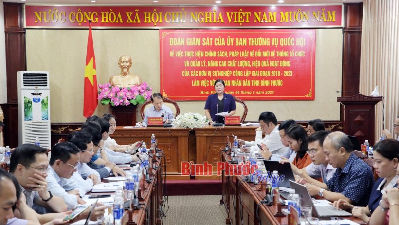 Đoàn giám sát của Ủy ban Thường vụ Quốc hội làm việc với UBND tỉnh Bình Phước