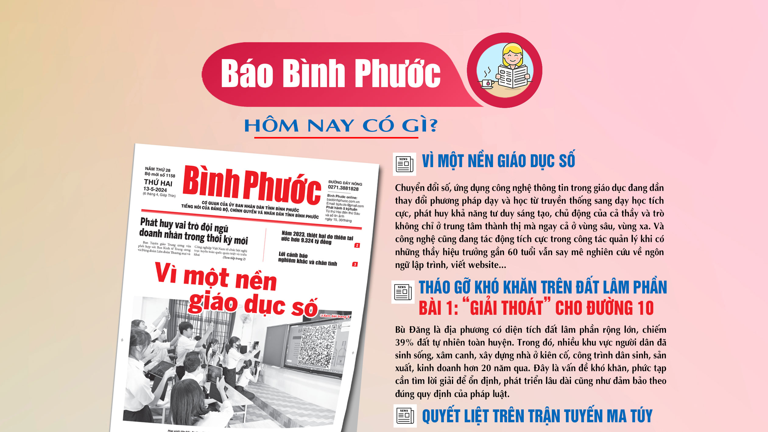 Kính mời độc giả đón đọc báo in Bình Phước hôm nay 13-5-2024