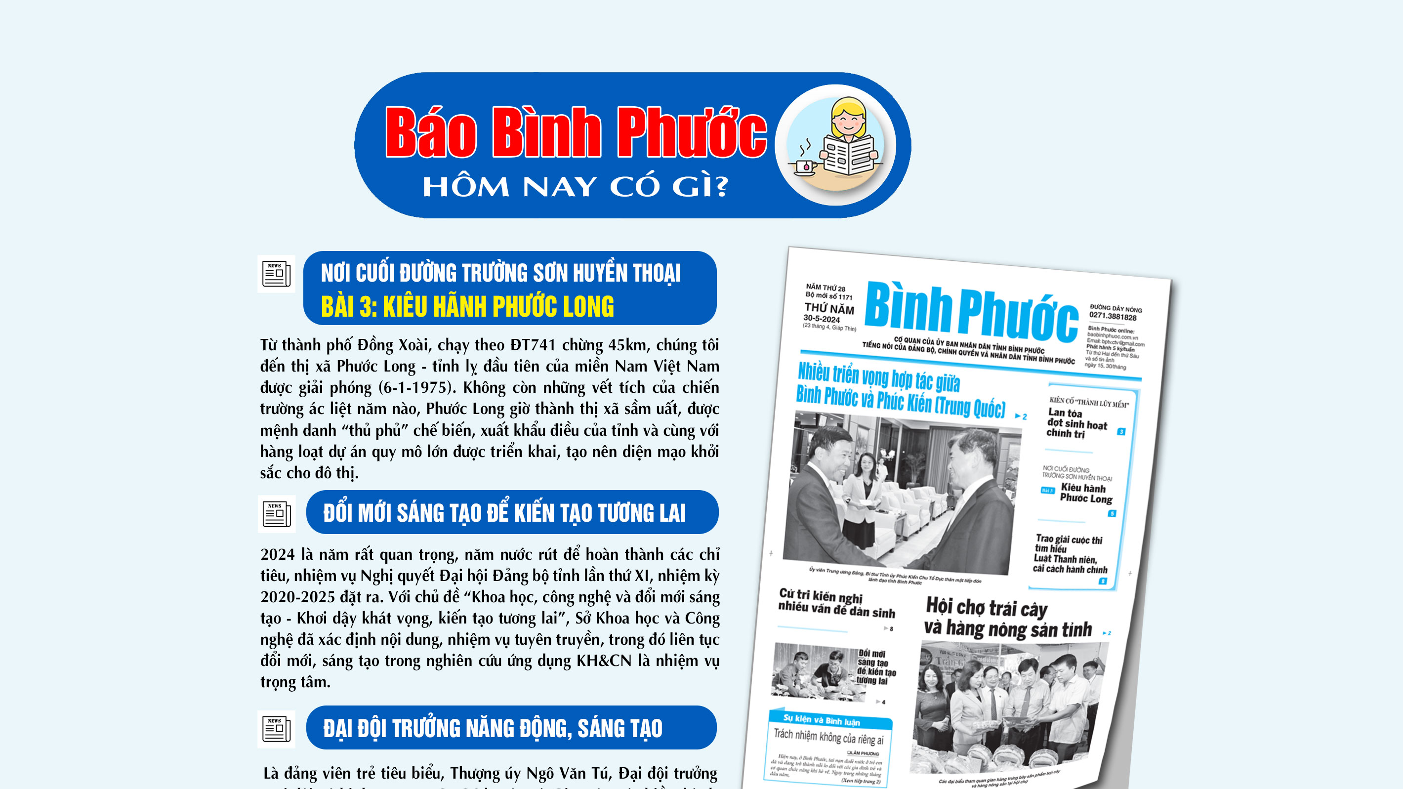 Kính mời độc giả đón đọc báo in Bình Phước hôm nay 30-5-2024 