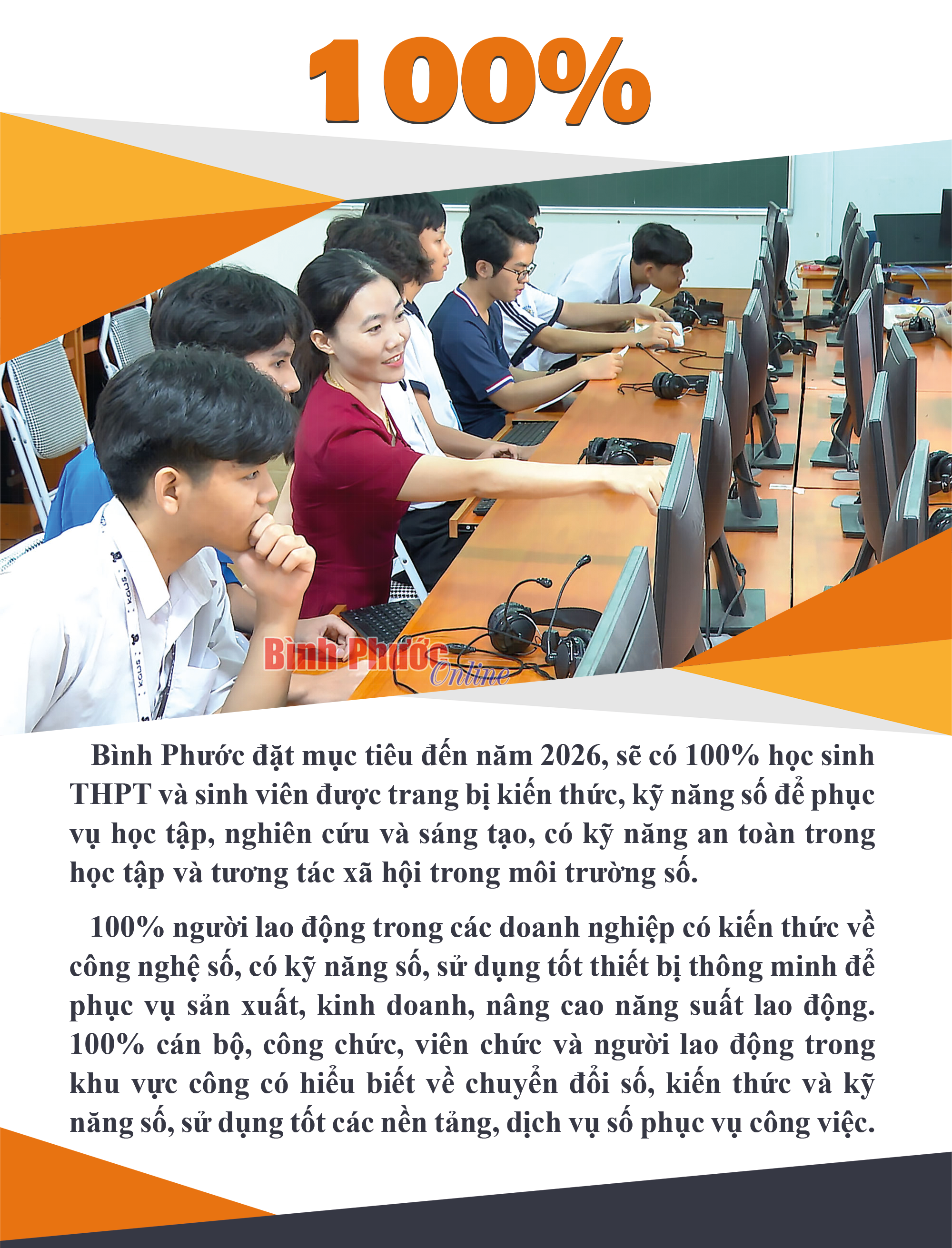 Bình Phước: Đến năm 2026, sẽ có 100% học sinh THPT và sinh viên được trang bị kiến thức, kỹ năng số