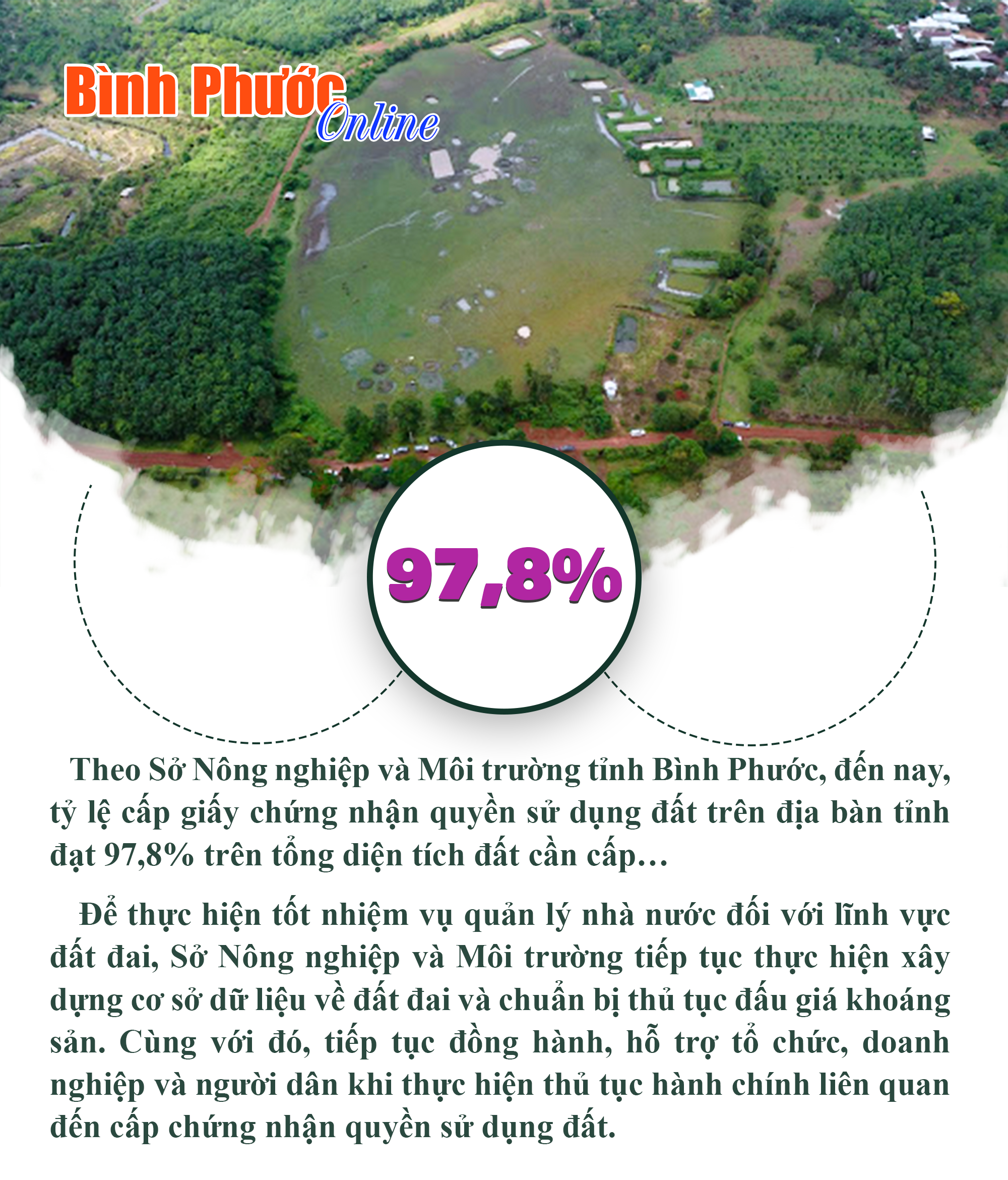 Tỷ lệ cấp giấy chứng nhận quyền sử dụng đất đạt 97,8%