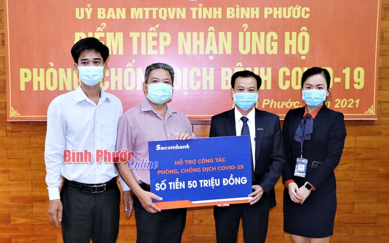Sacombank Bình Phước ủng hộ 100 triệu đồng phòng, chống Covid-19