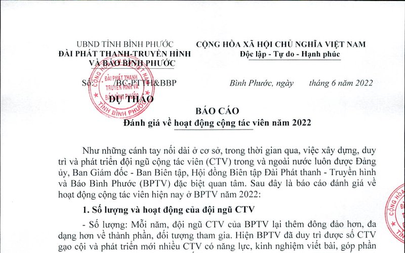 B&aacute;o c&aacute;o đ&aacute;nh gi&aacute; về hoạt động cộng t&aacute;c vi&ecirc;n năm 2022