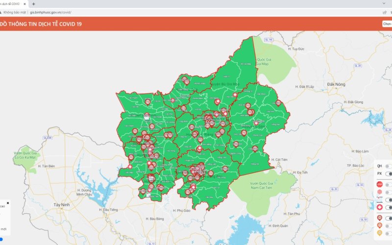 Phân loại cấp độ dịch Covid-19 ở Bình Phước: 111 xã, phường, thị trấn ở cấp độ 1