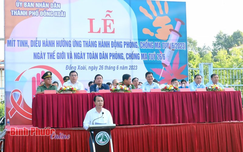 Bình Phước: Mít tinh ra quân hưởng ứng Tháng hành động phòng, chống ma túy năm 2023