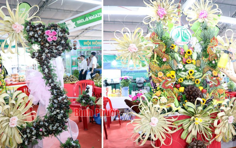 Chấm thi gian hàng trưng bày trái cây và hàng nông sản