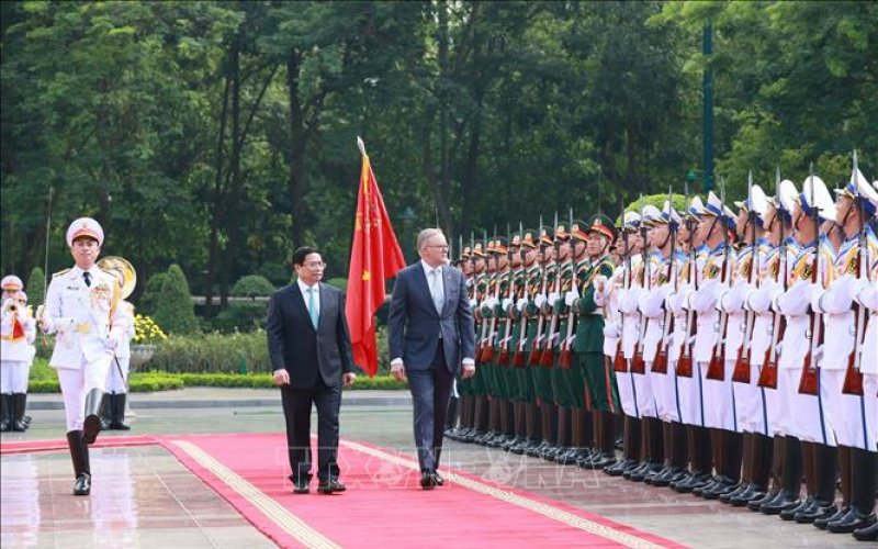 Thủ tướng Phạm Minh Chính chủ trì lễ đón Thủ tướng Australia thăm chính thức Việt Nam
