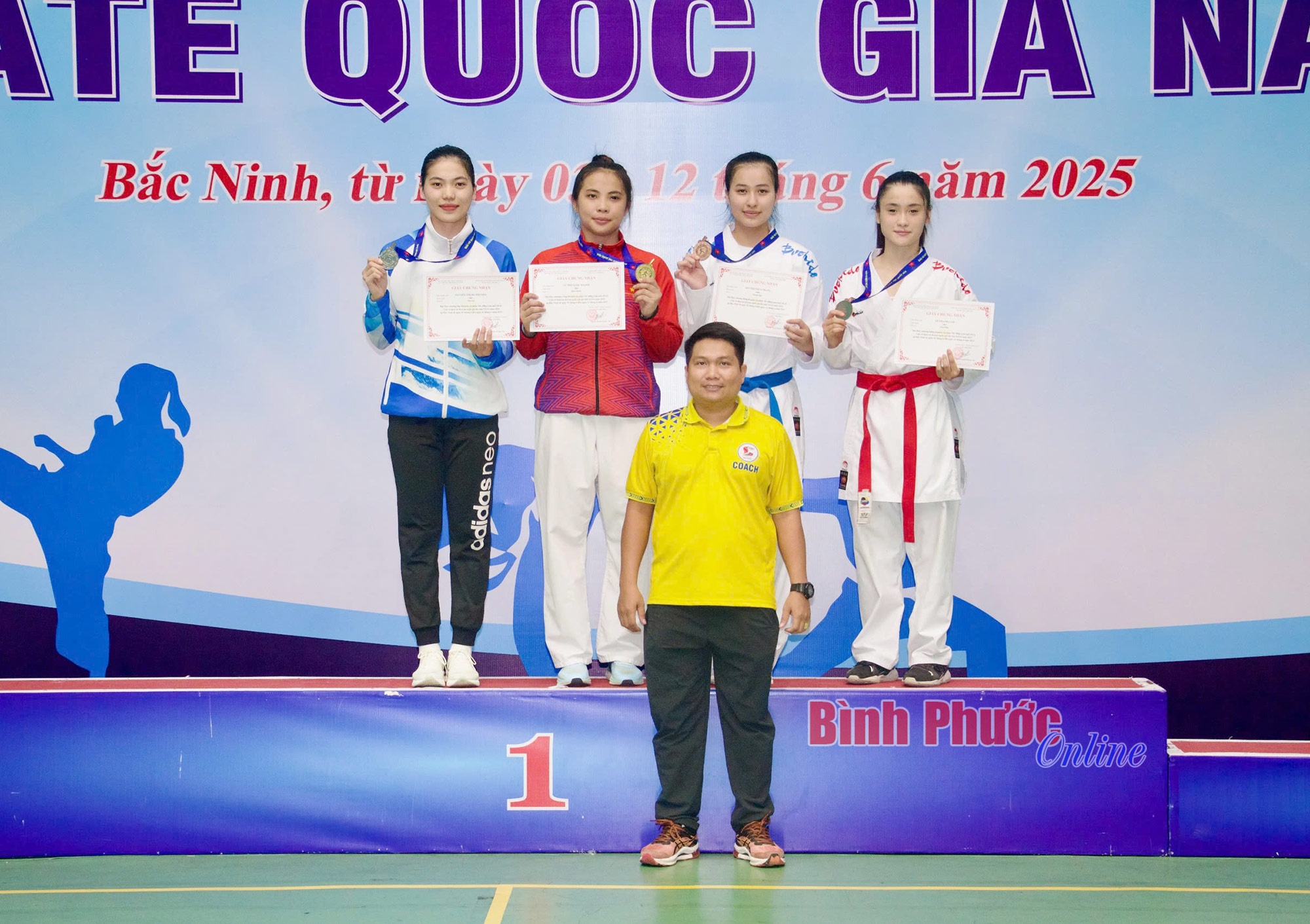 Bình Phước giành 1 huy chương Vàng, 3 huy chương Bạc tại Giải vô địch Karate quốc gia 