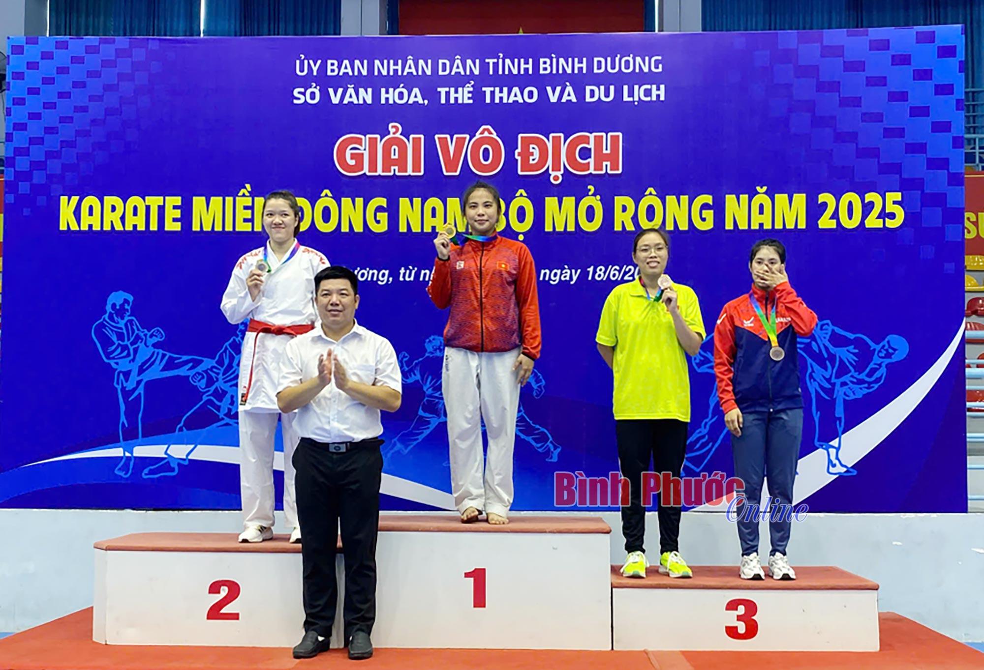Bình Phước giành 3 huy chương Vàng giải Vô địch Karate miền Đông Nam Bộ 