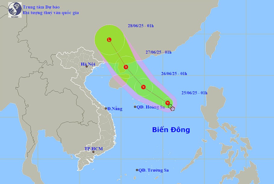 Thời tiết ngày 25-6: Áp thấp nhiệt đới trên biển Đông, nhiều khu vực đất liền mưa lớn cục bộ