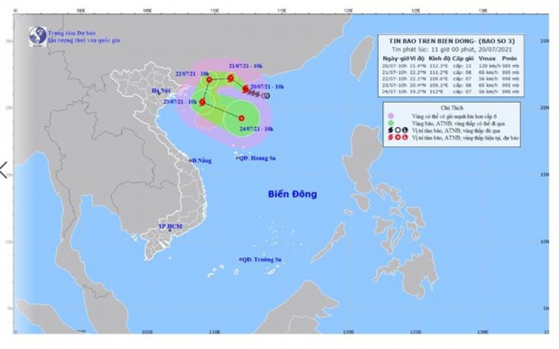 Bão số 3 có khả năng vào Vịnh Bắc Bộ gây mưa lớn ở Đông Bắc