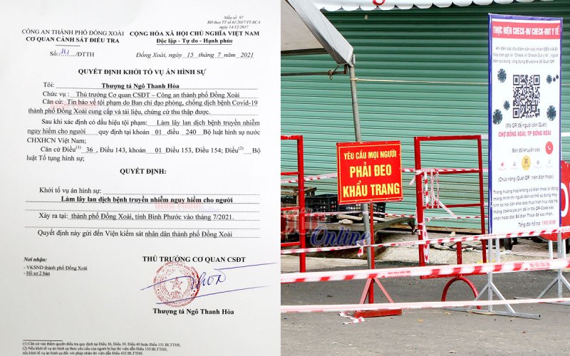 Đồng Xoài khởi tố vụ án hình sự làm lây lan dịch bệnh truyền nhiễm