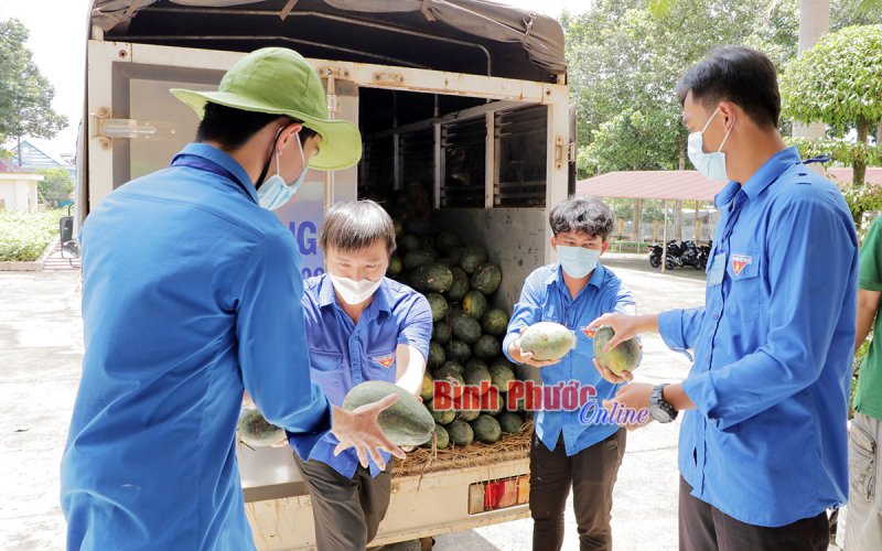 Đồng Xoài tiếp nhận 3,5 tấn dưa hấu hỗ trợ các chốt, khu cách ly