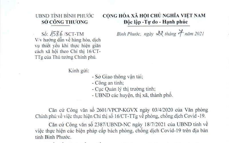Hướng dẫn hàng hóa, dịch vụ thiết yếu khi thực hiện giãn cách xã hội