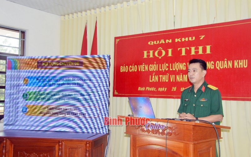 Trung tá Huỳnh Tấn Lực đạt giải nhì hội thi báo cáo viên giỏi LLVT Quân khu 7
