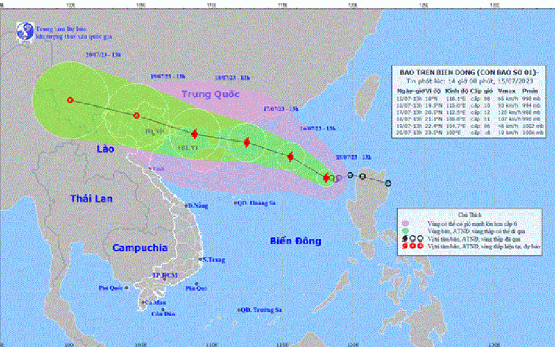 Áp thấp nhiệt đới đã mạnh lên thành cơn bão số 1 năm 2023