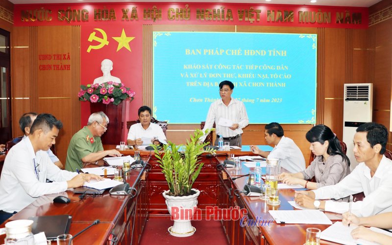 Ban Pháp chế HĐND tỉnh khảo sát công tác tiếp công dân ở thị xã Chơn Thành