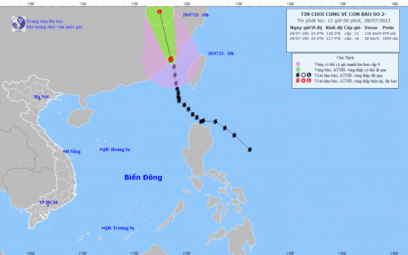 Bão số 2 suy yếu và tan dần