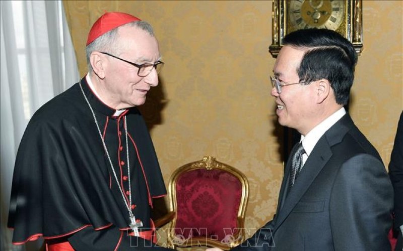 Chủ tịch nước Võ Văn Thưởng gặp Thủ tướng Tòa thánh Vatican, Hồng y Pietro Parolin