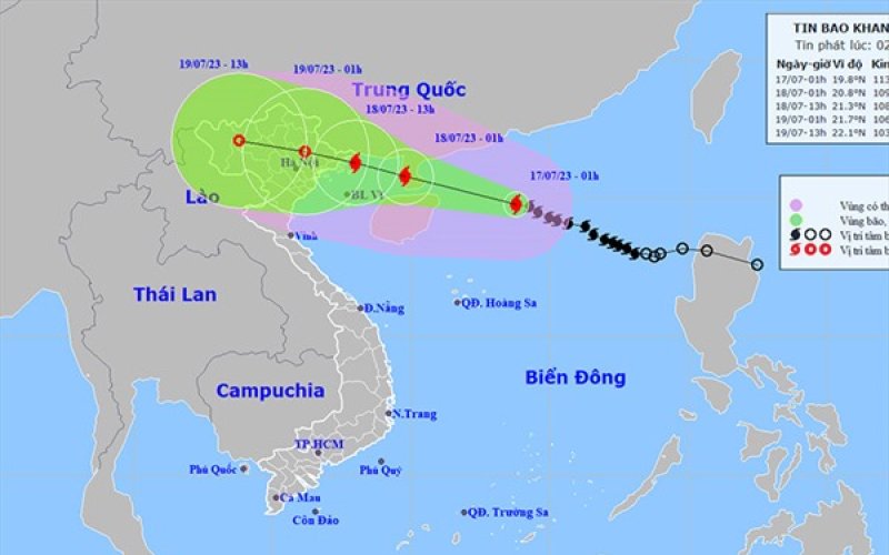 Thời tiết ngày 17-7: Bão số 1 giật cấp 15 gây mưa rất to ở Bắc Bộ