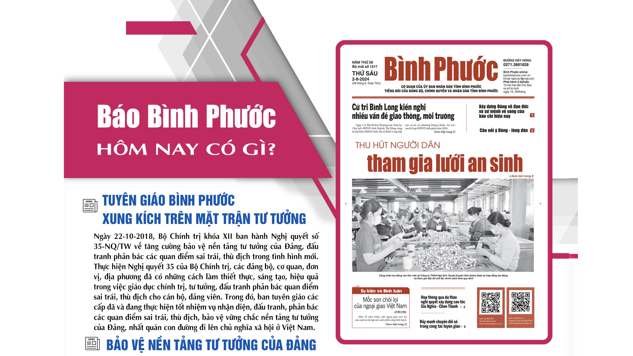 Kính mời độc giả đón đọc báo in Bình Phước hôm nay 2-8-2024