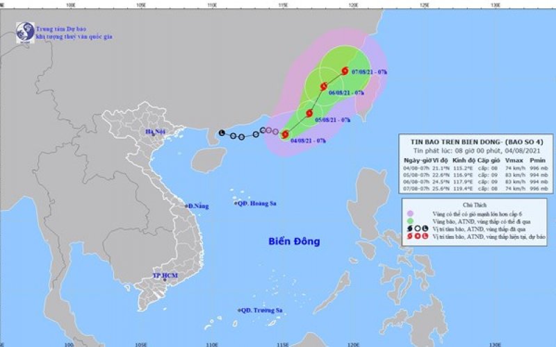 Áp thấp nhiệt đới trên biển Đông đã mạnh lên thành bão số 4