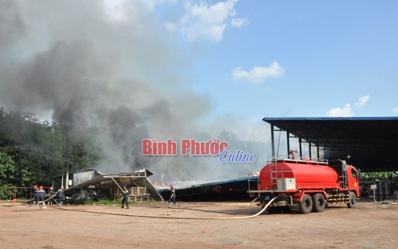 Đồng Phú: Lửa thiêu rụi nhiều diện tích xưởng sản xuất chuối 