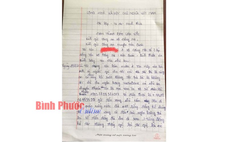 Hớn Quản: Nghe điện thoại, mất 200 triệu đồng