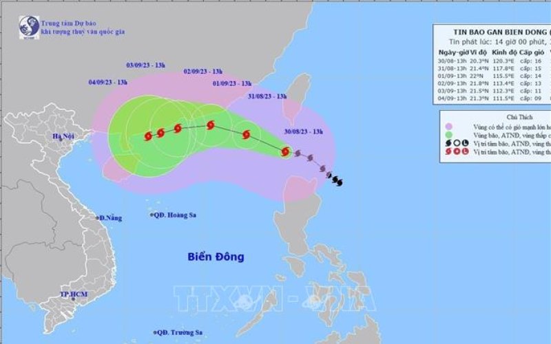 Bão số 3 giật trên cấp 17, di chuyển theo hướng Tây Tây Bắc