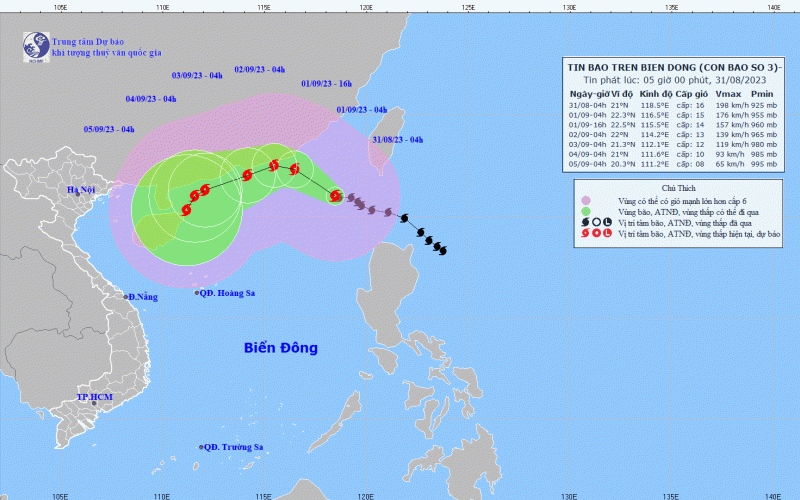 Bão số 3 mạnh cấp 16, giật trên cấp 17