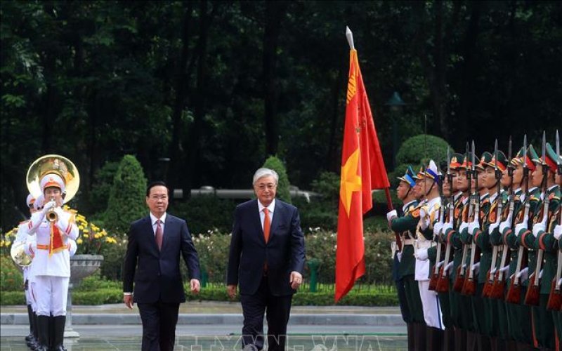 Chủ tịch nước Võ Văn Thưởng chủ trì lễ đón Tổng thống Kazakhstan