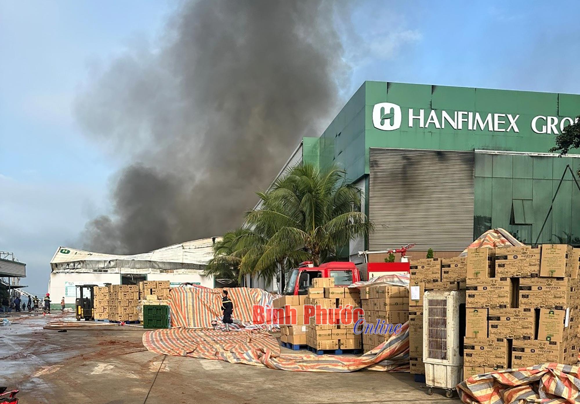 Cháy tại Nhà máy chế biến hạt điều Hanfimex Bình Phước