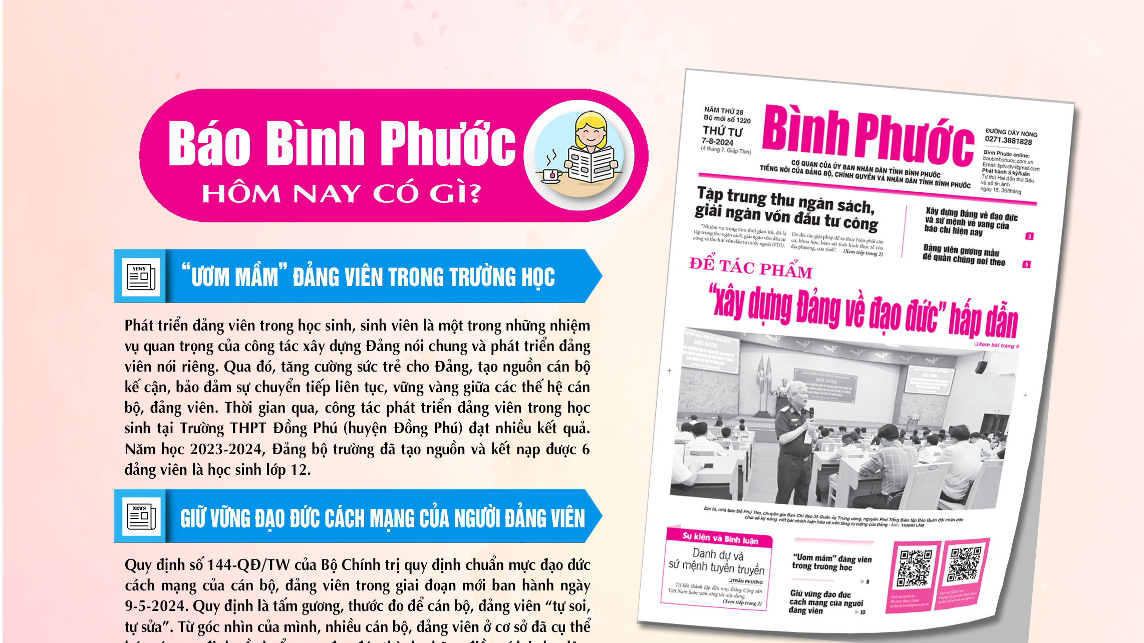 Kính mời độc giả đón đọc báo in Bình Phước hôm nay 7-8-2024 