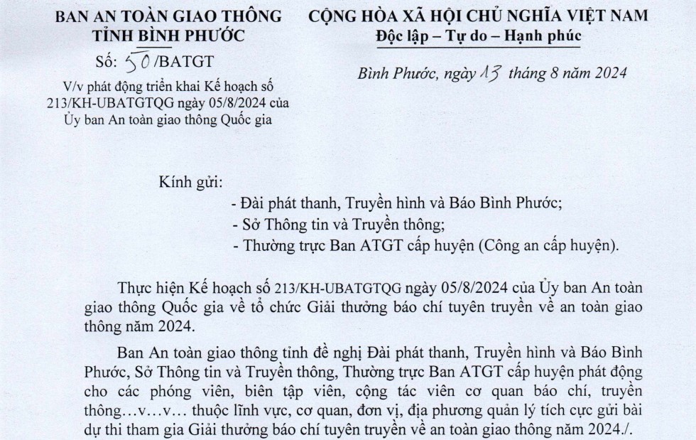 Phát động Giải thưởng báo chí tuyên truyền về an toàn giao thông 