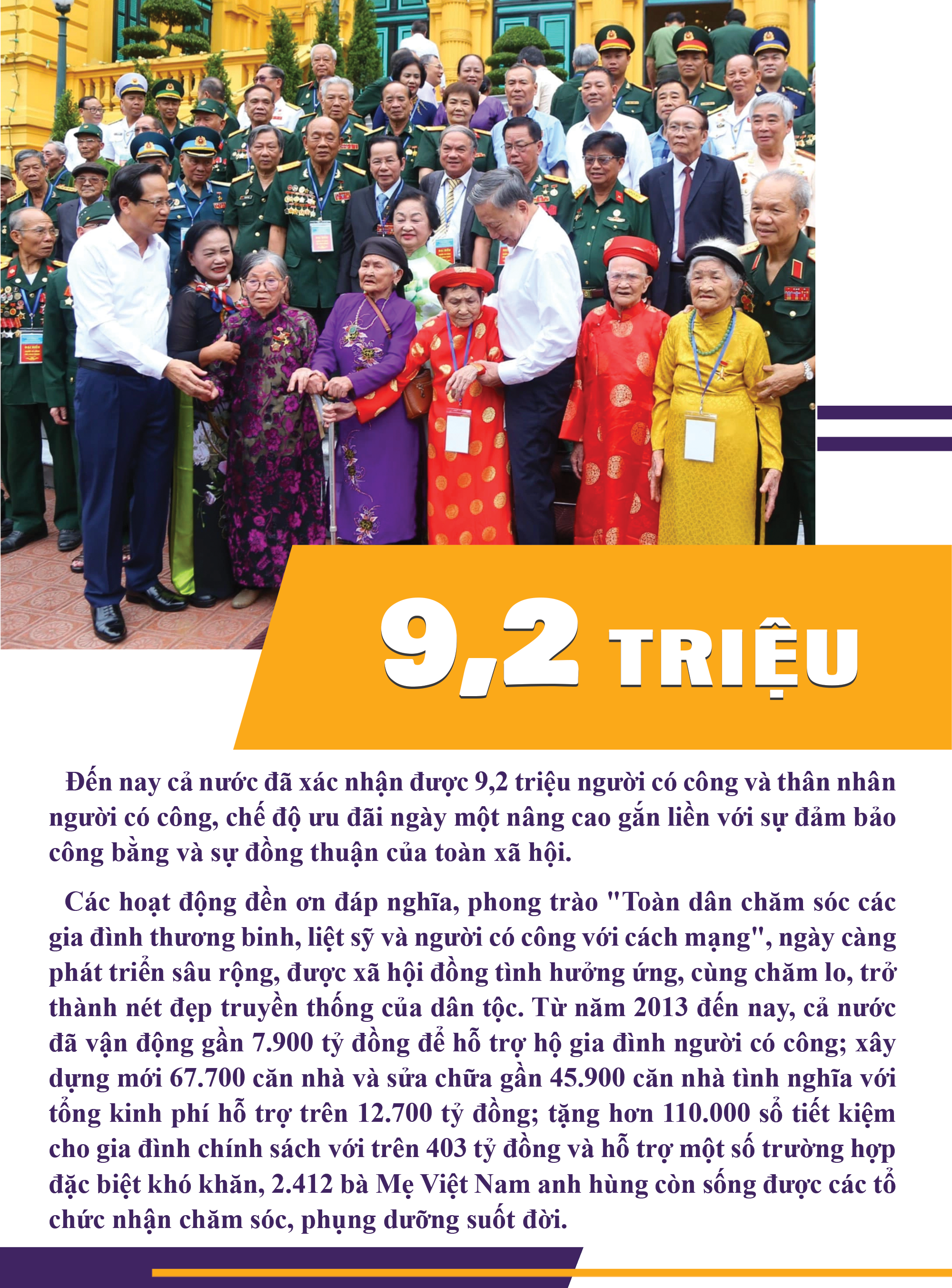 Toàn quốc đã xác nhận được trên 9,2 triệu người có công