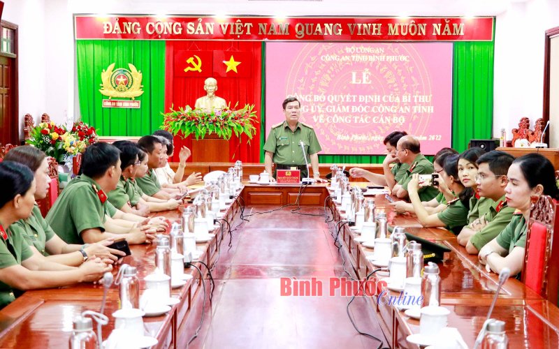 Bình Phước: Công bố quyết định của Bí thư Đảng ủy, Giám đốc Công an tỉnh về công tác cán bộ
