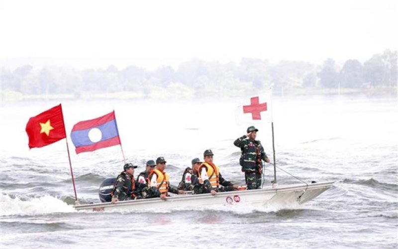 Gần 500 chiến sỹ Lào - Việt Nam - Campuchia diễn tập cứu hộ, cứu nạn