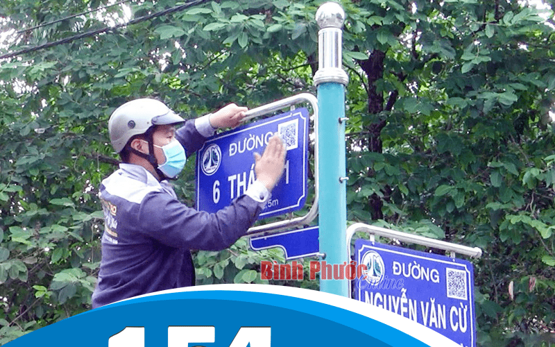 Thành phố Đồng Xoài đã gắn 154 mã QR code trên biển tên đường