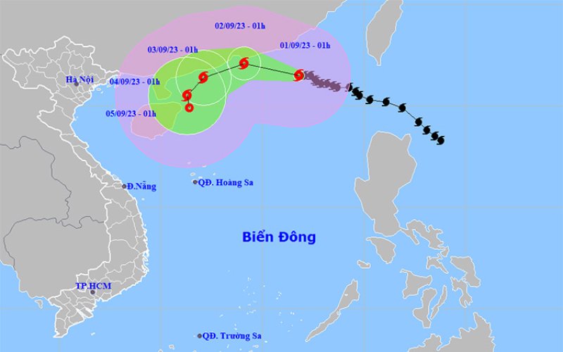Thời tiết ngày 1-9: Bão số 3 di chuyển theo hướng Tây Tây Bắc, mạnh cấp 15 đến 16