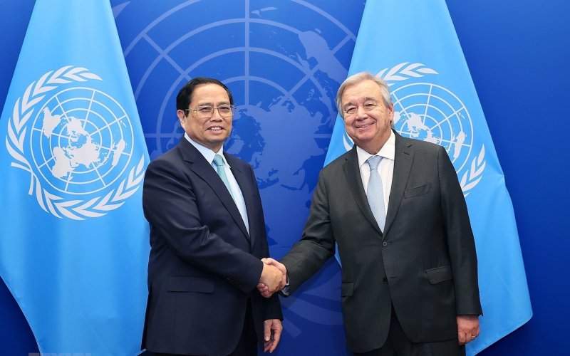 Thủ tướng Phạm Minh Chính gặp Tổng Thư ký Liên hợp quốc