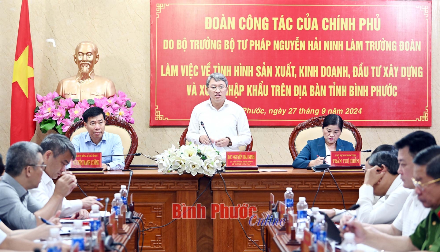 Đoàn công tác của Chính phủ làm việc với UBND tỉnh về sản xuất - kinh doanh, đầu tư xây dựng và xuất nhập khẩu