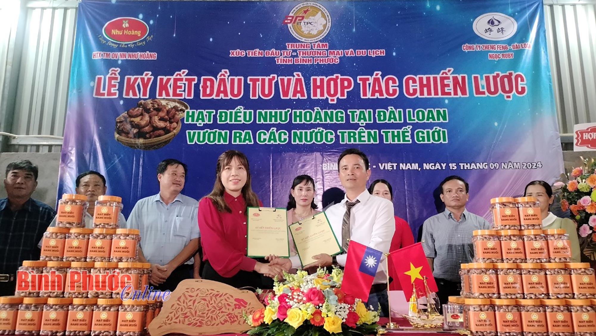 Bù Đăng: Hạt điều Như Hoàng ký kết hợp tác phát triển tại Đài Loan