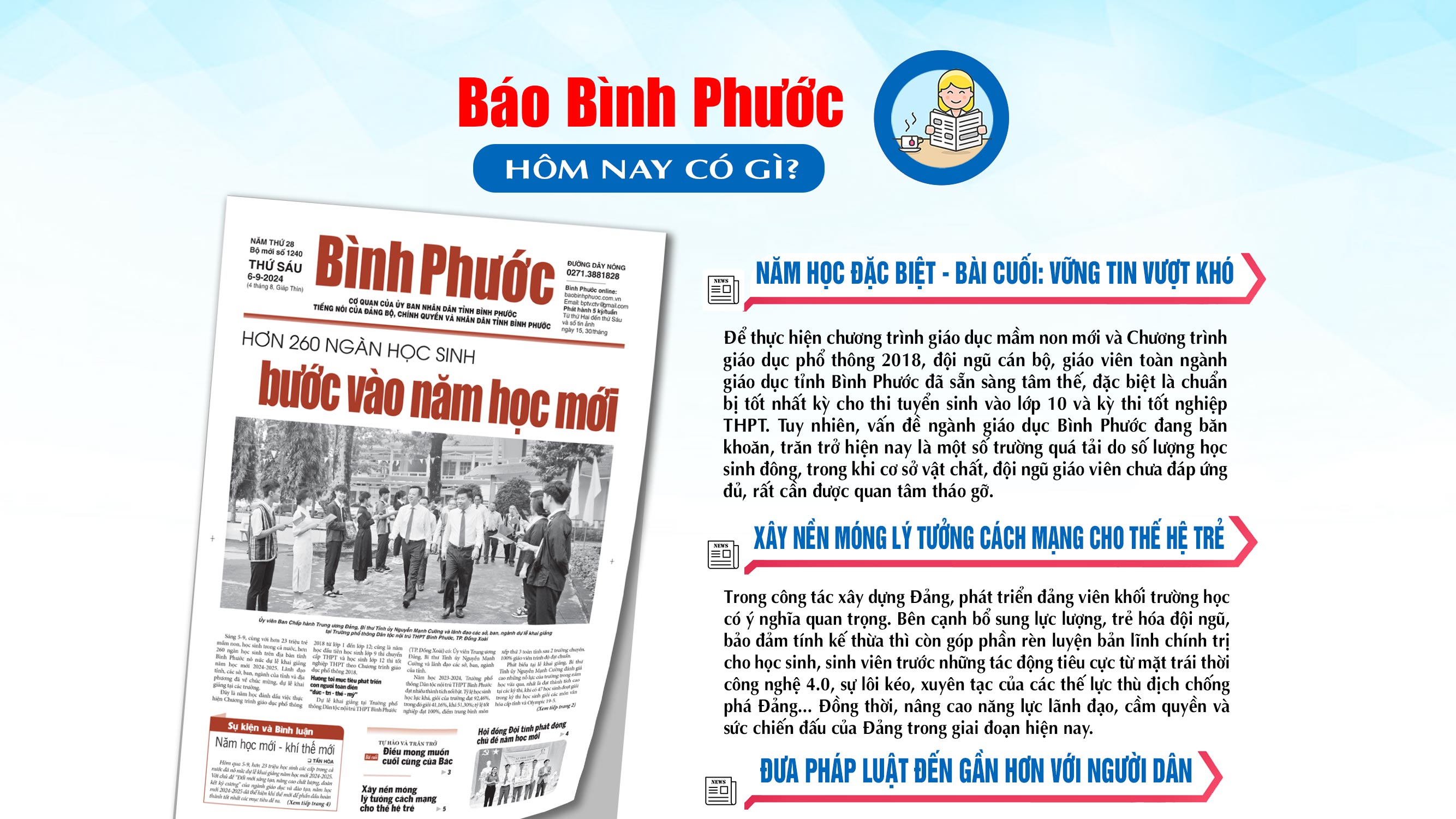 Kính mời độc giả đón đọc báo in Bình Phước hôm nay 6-9-2024 