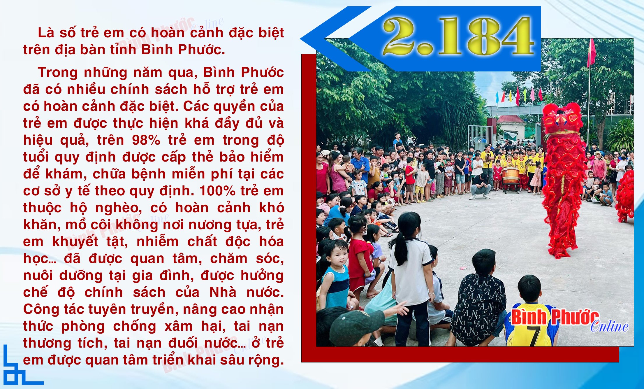 Bình Phước có 2.184 trẻ em có hoàn cảnh đặc biệt