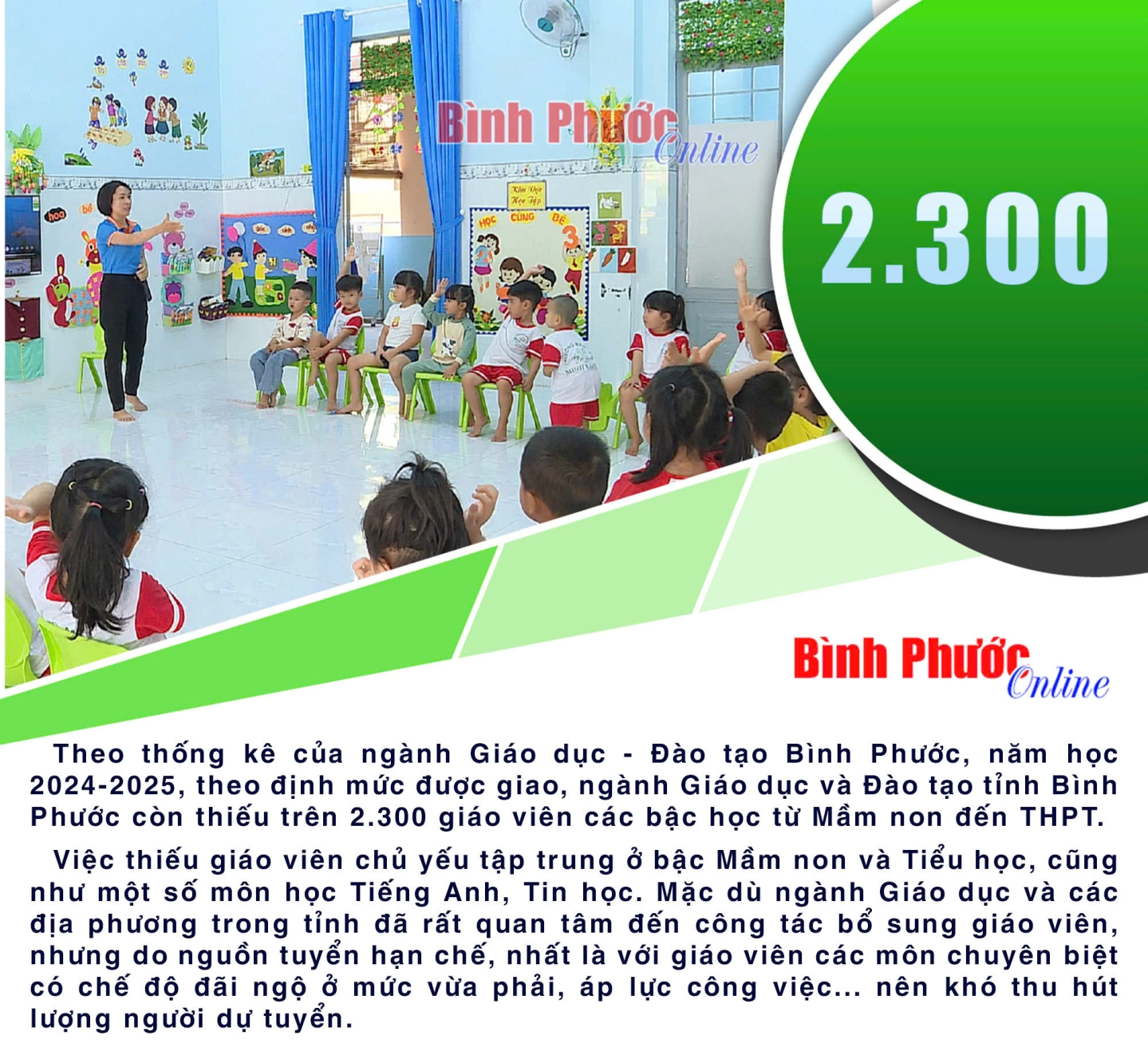 Bình Phước: Thiếu trên 2.300 giáo viên các cấp học