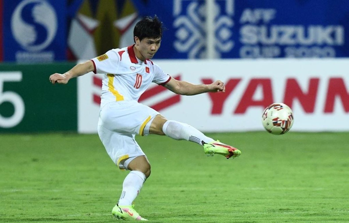 Công Phượng ghi bàn đầu tiên cho tuyển Việt Nam ở AFF Cup 2020. (Ảnh: Getty Images)