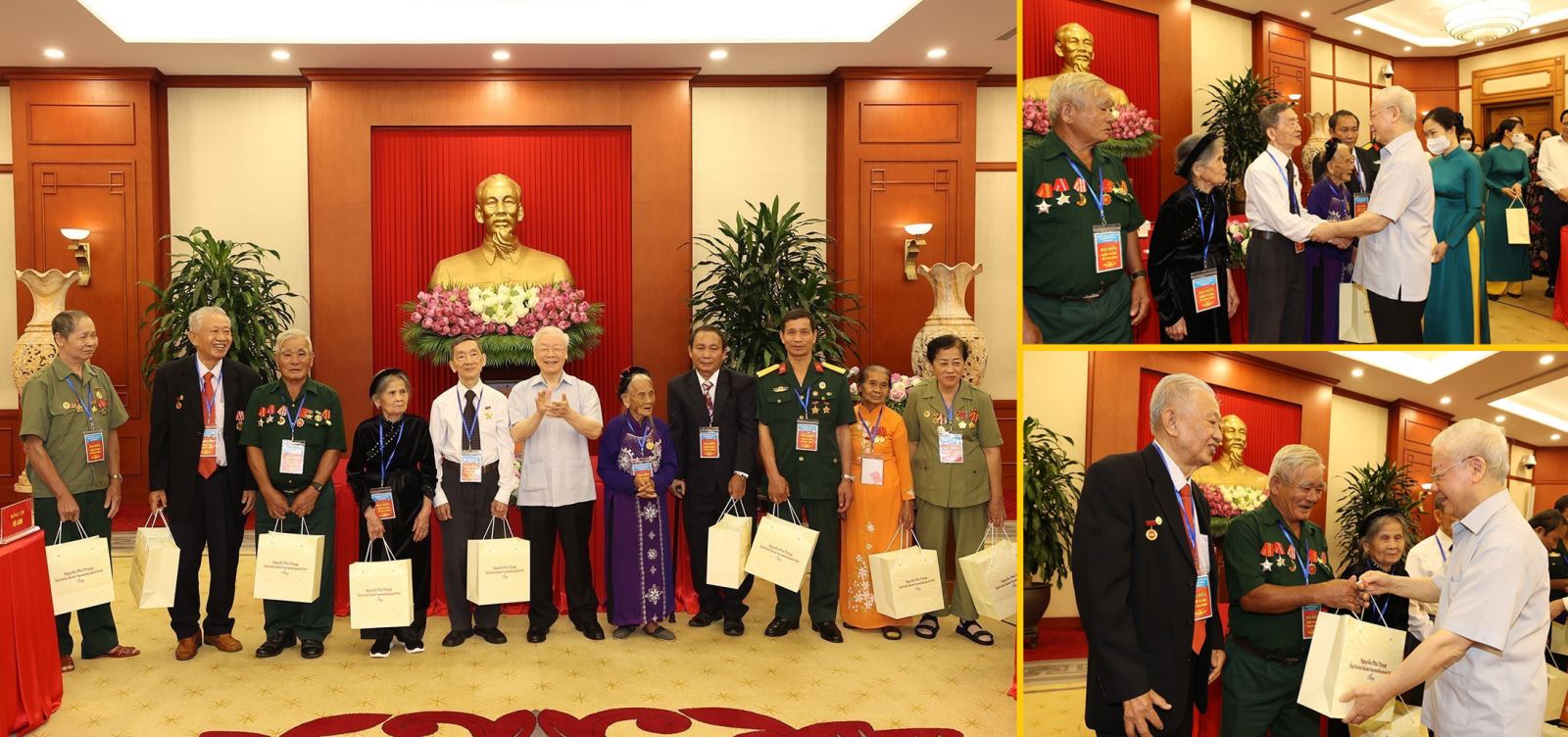 Tổng Bí thư Nguyễn Phú Trọng tặng quà cho các đại biểu người có công tiêu biểu toàn quốc, nhân dịp kỷ niệm 75 năm Ngày Thương binh - Liệt sĩ (27/7/1947 - 27/7/2022)