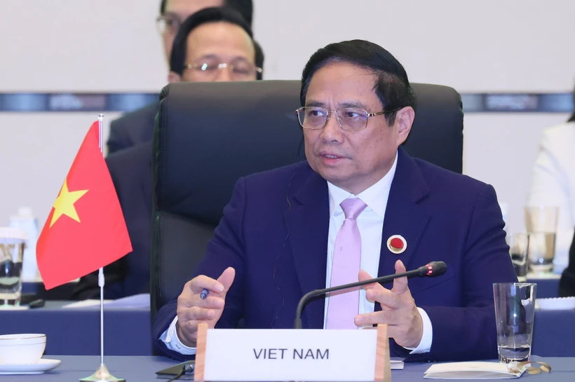 Thủ tướng Phạm Minh Chính dự Phiên bế mạc Hội nghị Cấp cao kỷ niệm 50 năm quan hệ ASEAN-Nhật Bản. (Ảnh: Dương Giang/TTXVN)