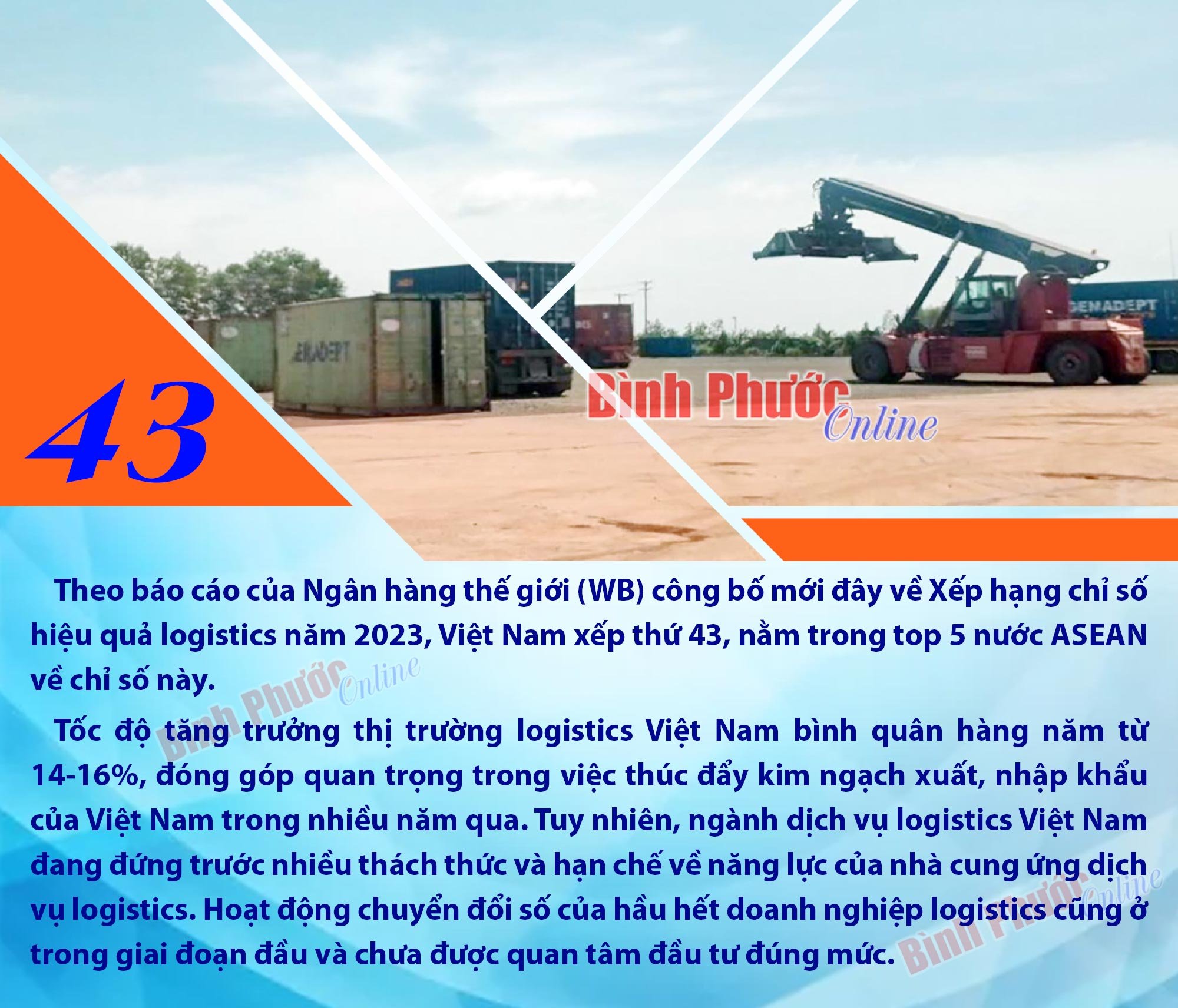 Việt Nam đứng thứ 43 về chỉ số hiệu quả logistics