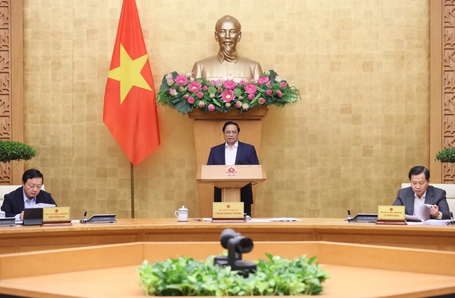 Thủ tướng Phạm Minh Chính chủ trì phiên họp. (Ảnh: Dương Giang/TTXVN) ttxvn-1712phienhopchinhphu3-7992.jpg